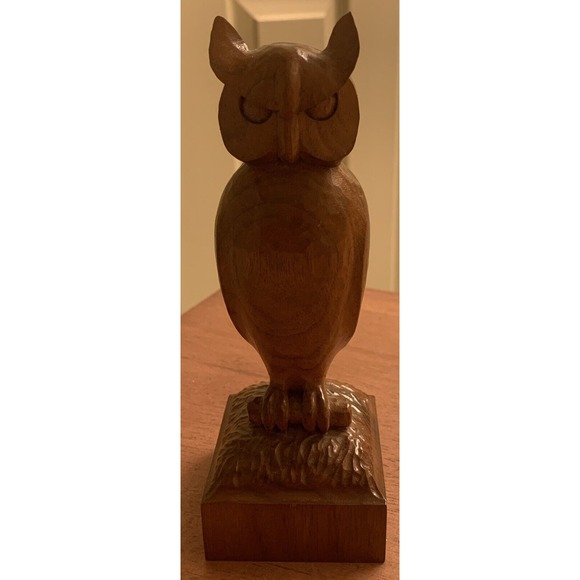 Vintage Hand Carved Wooden Owl Signed  5 1/2" Tall 1976 - Picture 1 of 7